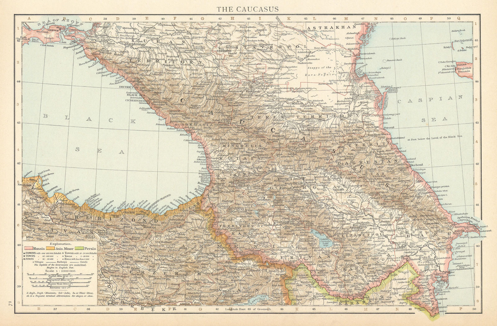 The Caucasus. Georgia Armenia Azerbaijan Russia Turkey Iran. THE TIMES 1895 map